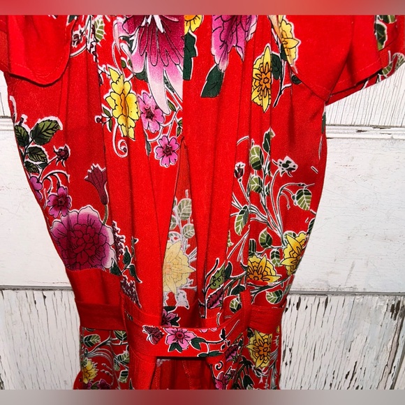 🌼 THREAD STORY  Floral Red Off shoulder One piece NWOT. - Picture 3 of 4